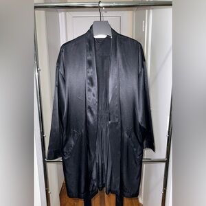 Vintage 90s Victoria’s Secret Black Satin Robe with Pockets